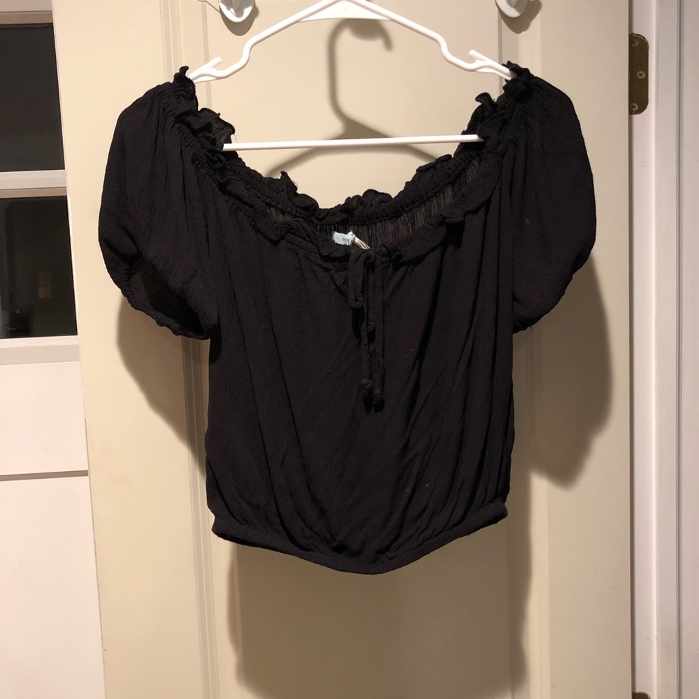 Black Off the Shoulder crop top